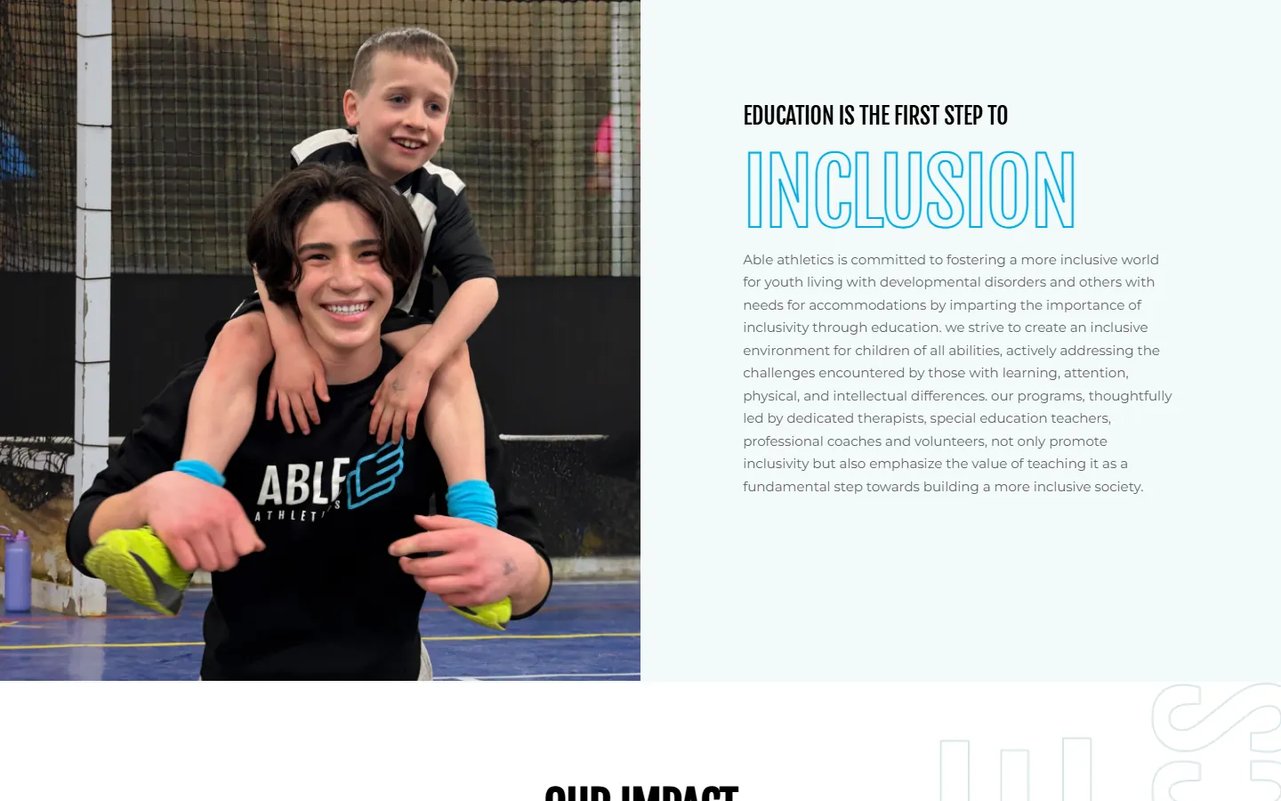 Able Athletics website, section 2