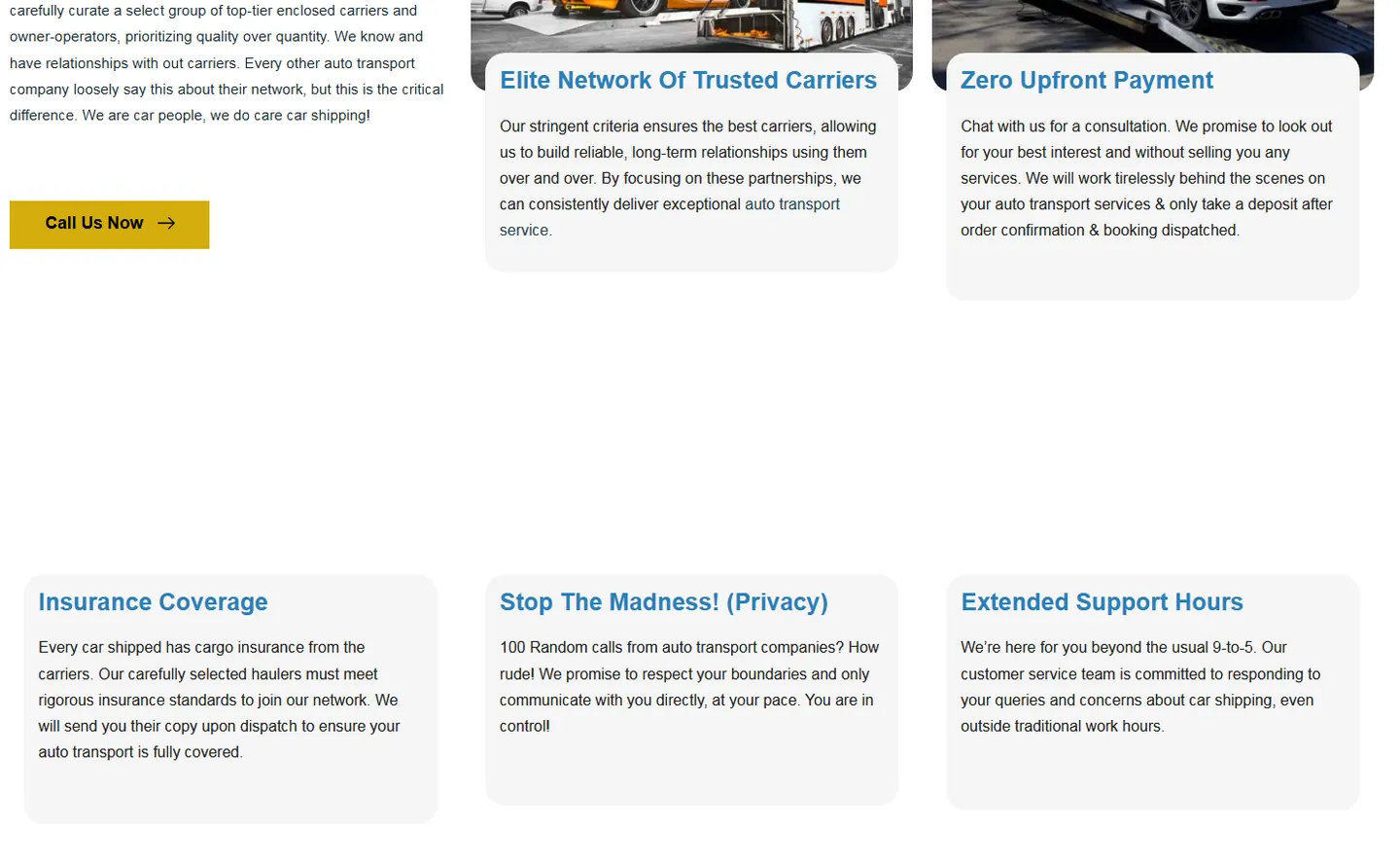 Signal Auto Movers website, section 3